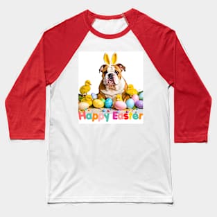 Happy Easter English Bulldog Bunny Baseball T-Shirt